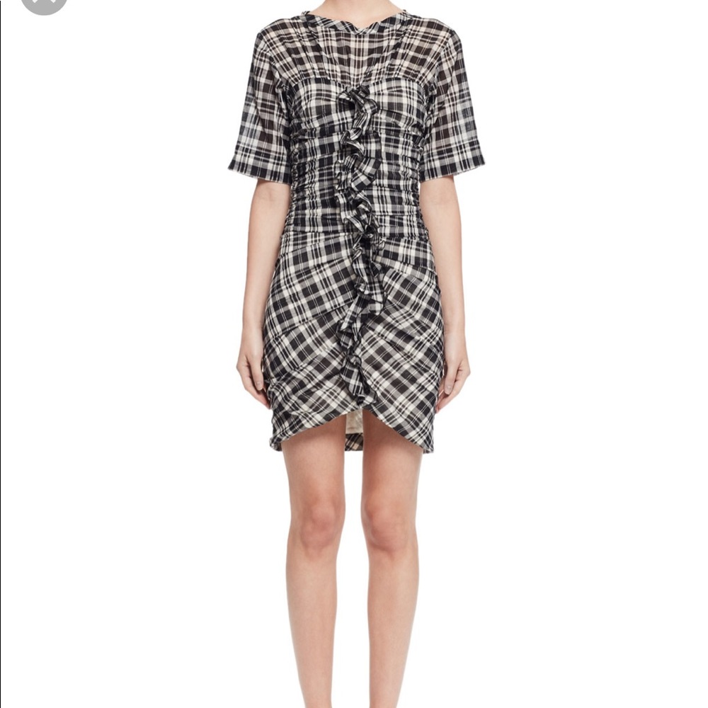 Isabel Marant Etoile ruched plaid dress